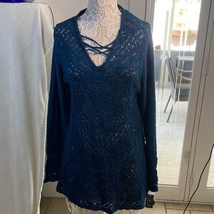 Style & Co Teal Knit Long Sleeve Sweater